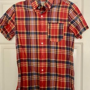 J. Crew Short Sleeve Button Down Shirt Plaid Summer 100% Cotton Great Condition
